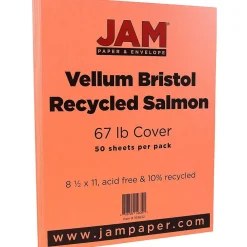 Card Stock*JAM Paper Vellum Bristol 67 lb. Cardstock Paper, 8.5" x 11", Salmon Pink, 50 Sheets/Pack (169832)