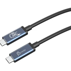 j5create 2.6' USB C to USB C Cable, Male to Male, Black/Space Gray (JUC29L08)