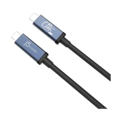 j5create 2.6' USB C to USB C Cable, Male to Male, Black/Space Gray (JUC29L08)