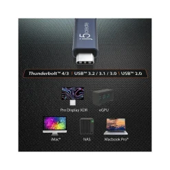 j5create 2.6' USB C to USB C Cable, Male to Male, Black/Space Gray (JUC29L08)