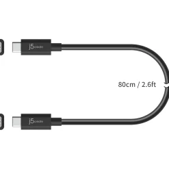j5create 2.6' USB C to USB C Power Cable, Male to Male, Black (JUC28L08)