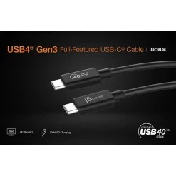 j5create 2.6' USB C to USB C Power Cable, Male to Male, Black (JUC28L08)