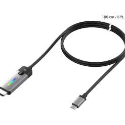 j5create 6' USB-C to HDMI 2.1 8K Cable, M/M, Space Gray/Black (JCC157)
