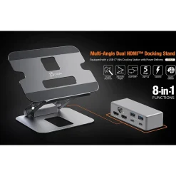 11.4" x 8.9" Aluminum Multi-Angle Dual-HDMI Docking Stand, Space Gray/Silver (JTS427)<j5create Outlet