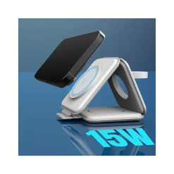 Magnetic Wireless 3-in-1 Charging Station, White (JUPW3215)<j5create Clearance