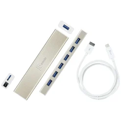 j5create 7-Port USB 3.0 Hub, Silver (JCH377US)