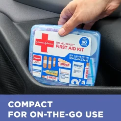 Johnson & Johnson Red Cross Travel Ready Portable Emergency First Aid Kit, 80 Pieces (JOJ202068)