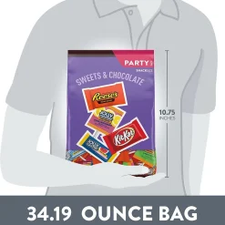 Hershey's JOLLY RANCHER, KIT KAT and REESE'S Assorted Flavored Snack Size, Candy Party Pack, 34.19 oz (HEC93942)