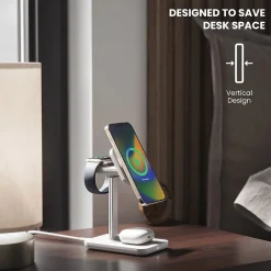 TRIO ULTRA 3-in-1 Fast Wireless Charging Station, White (JMSRT31WH)<JOURNEY Best