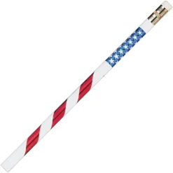 Pencils|J.R. Moon Pencil Stars and Stripes Wooden Pencil, 2mm, #2 Medium Lead, Dozen (JRM7856B)