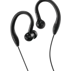 HA EC10B Sweat Proof Stereo Headphones, Black (HA-EC10B)<JVC Clearance