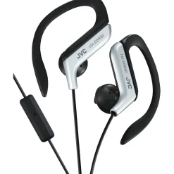 HA-EBR80S Stereo Sport-clip In-Ear Headphone with Mic and Remote, Silver<JVC Outlet