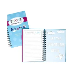 Journals|Kahootie Co. Travel Journal For Kids Hardcover Journal, 5.5" x 8.5", Wide Ruled, Pink/Teal, 60 Pages (TRAVTP-H)