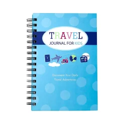 Journals|Kahootie Co. Travel Journal For Kids Hardcover Journal, 5.5" x 8.5", Wide Ruled, Blue/Teal, 60 Pages (TRAVTB-H)