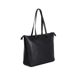 Tanya Black Vegan Leather Tote Bag, Medium (21804BLACK)<Karla Hanson Sale