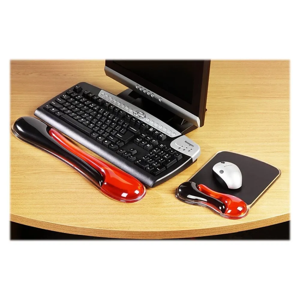 Online Kensington Duo Gel Mouse Pad/Wrist Rest Combo, Black/Red (62402)