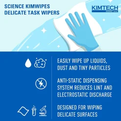 Science Kimwipes Delicate Task Durable Fibers Cleaning Wipers, 16.6