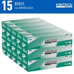 Science Kimwipes Delicate Task Virgin Fiber Cleaning Wipers, 14.7" x 16.6", White, 144 Wipers/Box, 15/Carton (34256)<Kimtech Best