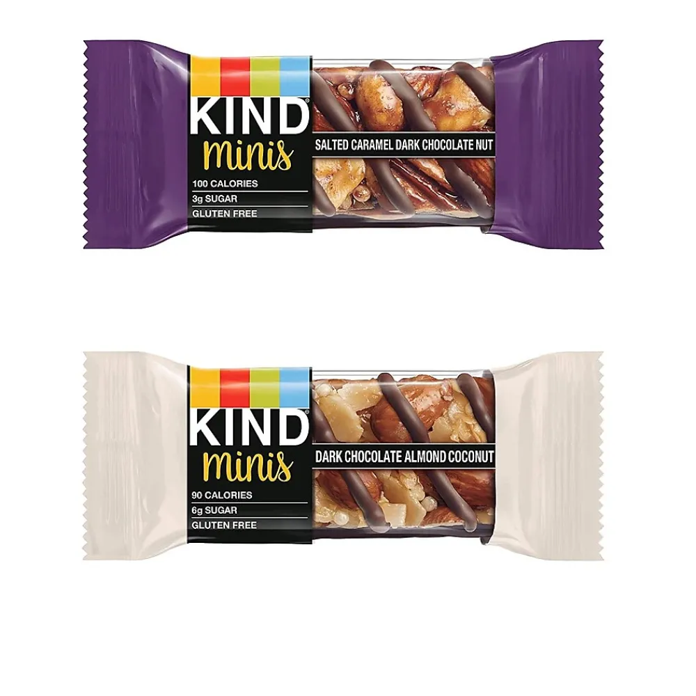 KIND Minis Bars, Salted Caramel Dark Chocolate Nut/Dark Chocolate Almond Coconut, 0.7 Oz., 20/Pack (27970)