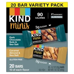 KIND Minis Gluten Free Nut Bar Variety Pack, 0.7 oz., 20 Bars/Box (PHW27964)