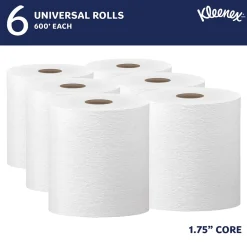 Kleenex Essential Plus+ Recycled Hardwound Paper Towels, 1-ply, 600 ft./Roll, 6 Rolls/Carton (50606)