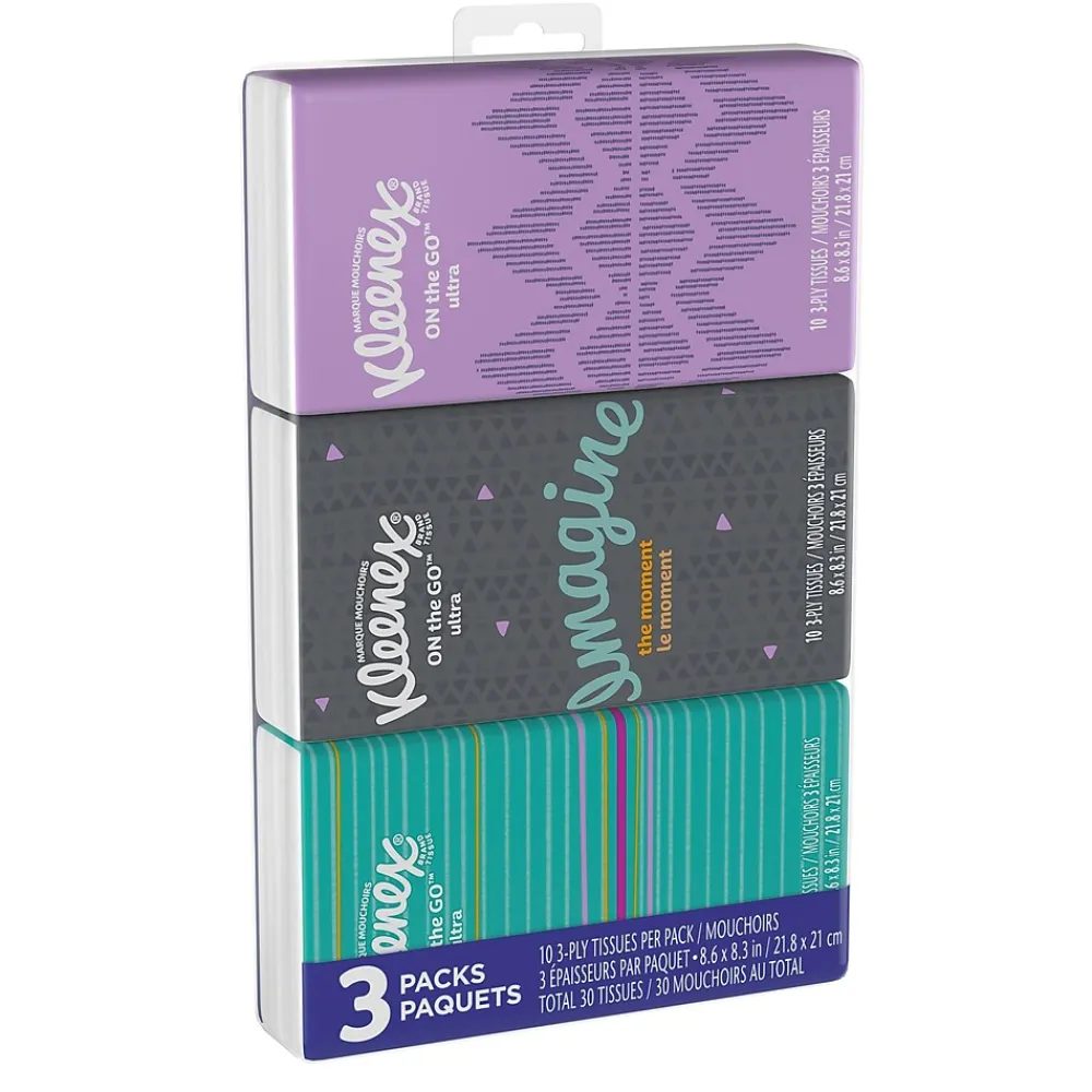 Facial Tissue, 3-ply, 10 Tissues/Box, 3 Boxes/Pack (11976)<Kleenex