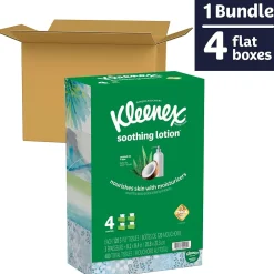 Lotion Facial Tissue, 3-ply, 120 Sheets/Box, 4 Boxes/Pack (50179)<Kleenex Online