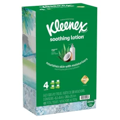 Lotion Facial Tissue, 3-ply, 120 Sheets/Box, 4 Boxes/Pack (50179)<Kleenex Online
