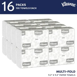 Kleenex Multifold Paper Towels, 1-ply, White, 150 Sheets/Pack, 16 Packs/Carton (01890)