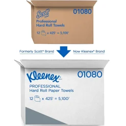 Kleenex Professional Recycled Hardwound Paper Towels, 1-ply, 425 ft./Roll, 12 Rolls/Carton (01080)