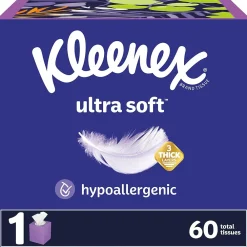 Ultra Soft Facial Tissues, 3-Ply, 60 Sheets/Box, 27 Boxes/Pack (54277)<Kleenex Sale