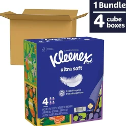 Ultra Soft Facial Tissue, 3-Ply, 60 Sheets/Box, 4 Boxes/Pack (54308)<Kleenex Best