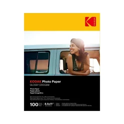 Photo Paper*Kodak Glossy Photo Paper, 8.5" x 11", 100 Sheets/Pack (41183)