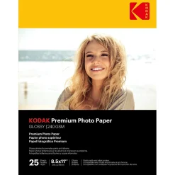 Photo Paper*Kodak Premium Photo Paper Glossy Photo Paper, 8.5" x 11", 25 Sheets/Pack (41173)