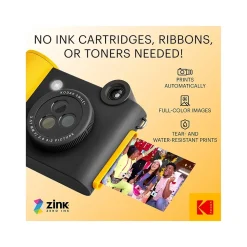 Kodak Smile+ 5 Megapixels Digital Instant Print Camera, Black/Yellow (RODSMPCAMBK)