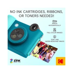 Kodak Smile+ 5 Megapixels Digital Instant Print Camera, Teal/Blue (RODSMPCAMBL)