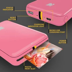 Kodak Step Mobile Zero Ink Instant Photo Printer, Single-Function, Pink (RODMP20AMZP)