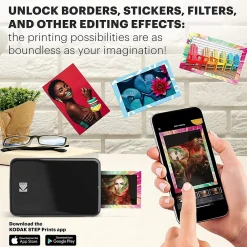 Kodak Step Mobile Zero Ink Instant Photo Printer, Single-Function, Black (RODMP20AMZBL)
