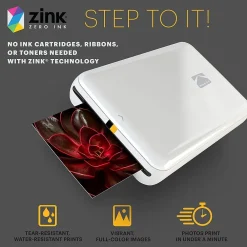 Kodak Step Mobile Zero Ink Instant Photo Printer, Single-Function, White (RODMP20AMZW)