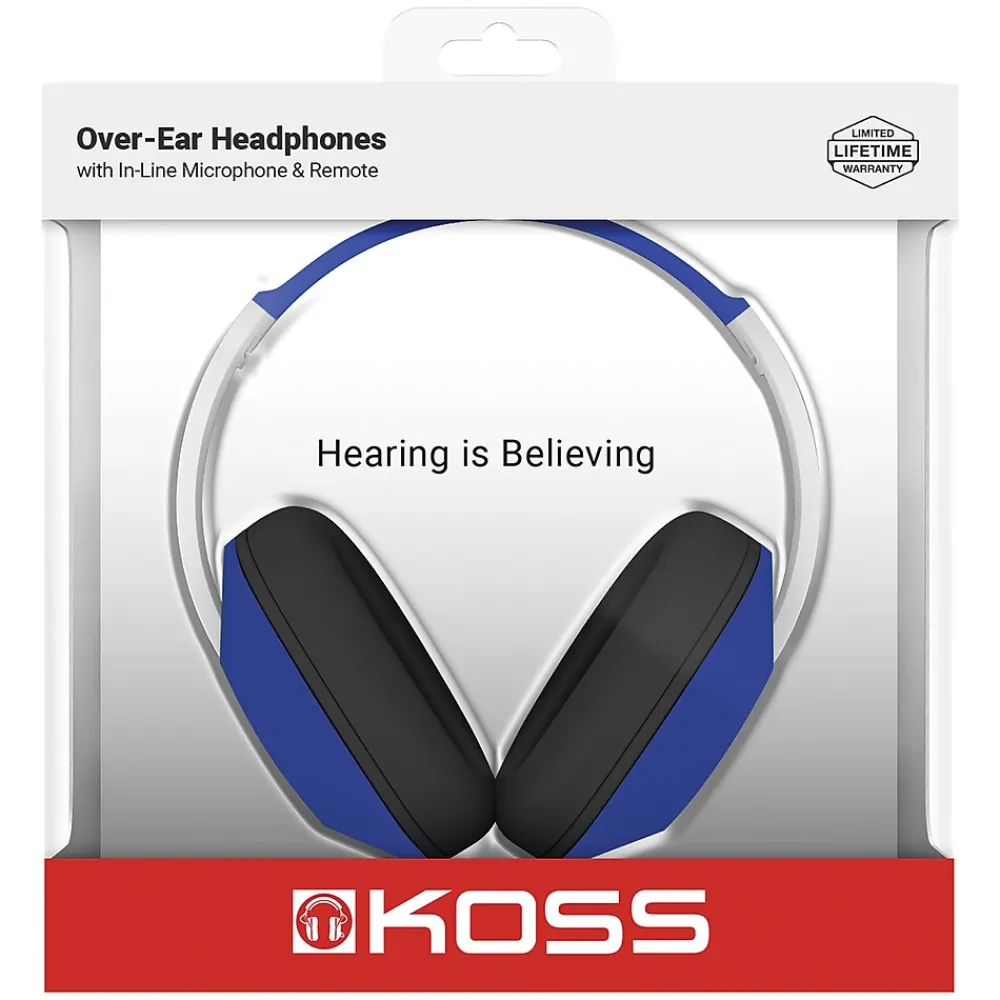 Wired Noise Canceling Over-Ear Headphones, Blue (UR23I)<Koss Hot