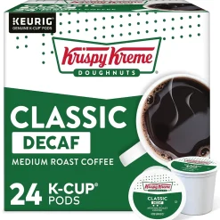 Krispy Kreme Classic Decaf Coffee, Medium Roast, Keurig K-Cup Pods, 24/Box (06111)