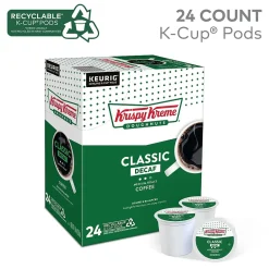 Krispy Kreme Classic Decaf Coffee, Medium Roast, Keurig K-Cup Pods, 24/Box (06111)