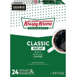 Krispy Kreme Classic Decaf Coffee, Medium Roast, Keurig K-Cup Pods, 24/Box (06111)