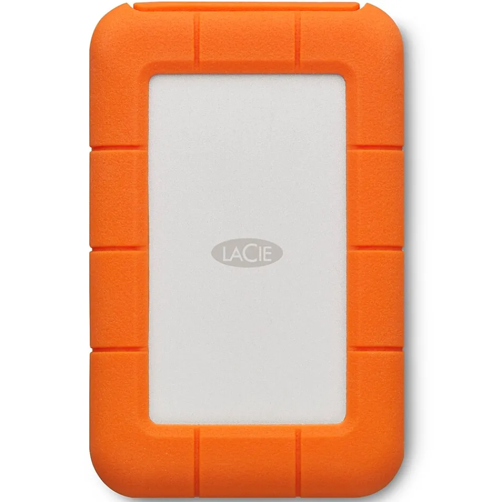 New LaCie Rugged Secure 2TB External Hard Drive Portable USB-C USB 3.0 Shock Resistant Encryption Mac PC, Orange (STFR2000403)