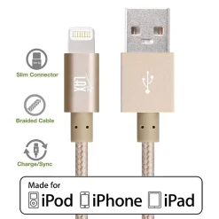 LAX Apple MFi Certified Lightning to USB Cable for Charge Sync 10ft - Gold<LAX Gadgets Hot