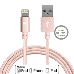 LAX Apple MFi Certified Lightning to USB Cable for Charge Sync 10ft, Rose Gold<LAX Gadgets Hot