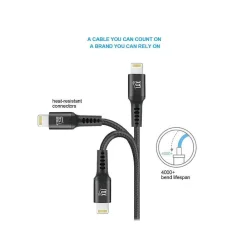 Lightning to USB Cable for iPhone/iPad/iPod touch, Black (LX-4BK)<LAX Gadgets Discount