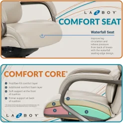 Ergonomic Chairs*La-Z-Boy Aberdeen Bonded Leather Executive Chair, (LF51122) Beige