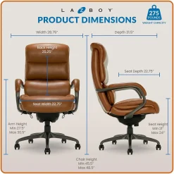 Office Chairs*La-Z-Boy Aberdeen Ergonomic Bonded Leather Swivel Computer and Desk Chair, (51545-CAM) Camel
