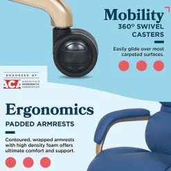 Office Chairs*La-Z-Boy Aberdeen Ergonomic Bonded Leather Swivel Executive Chair, Blue (51545-BLU)